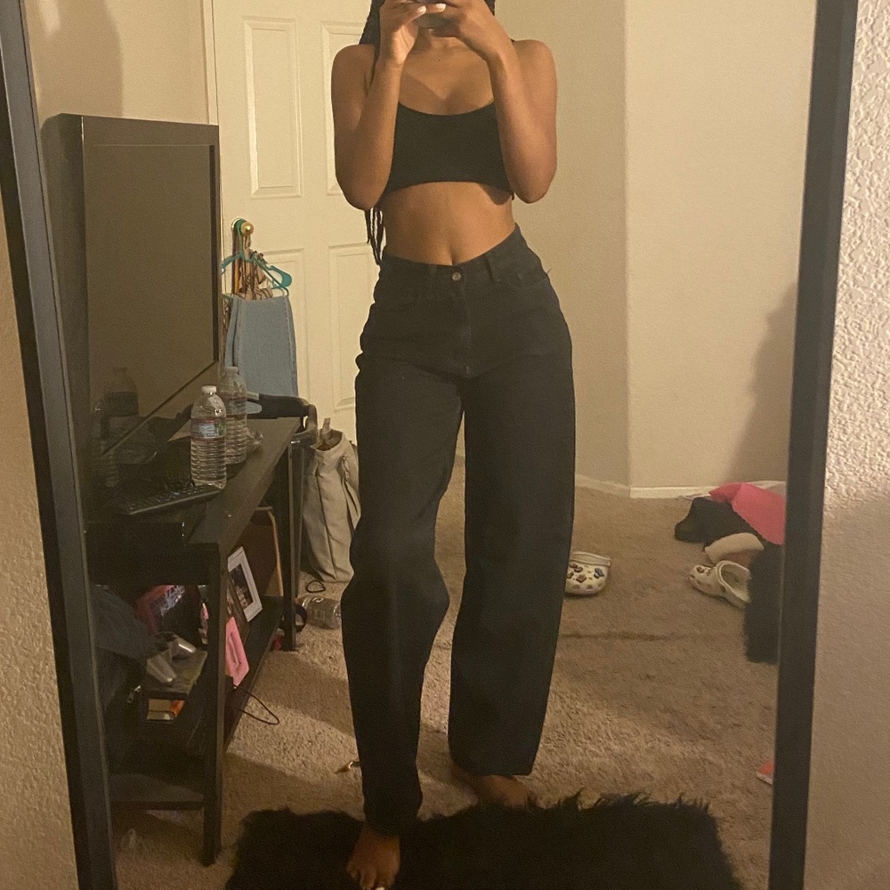 Nastygal wide leg black denim jeans